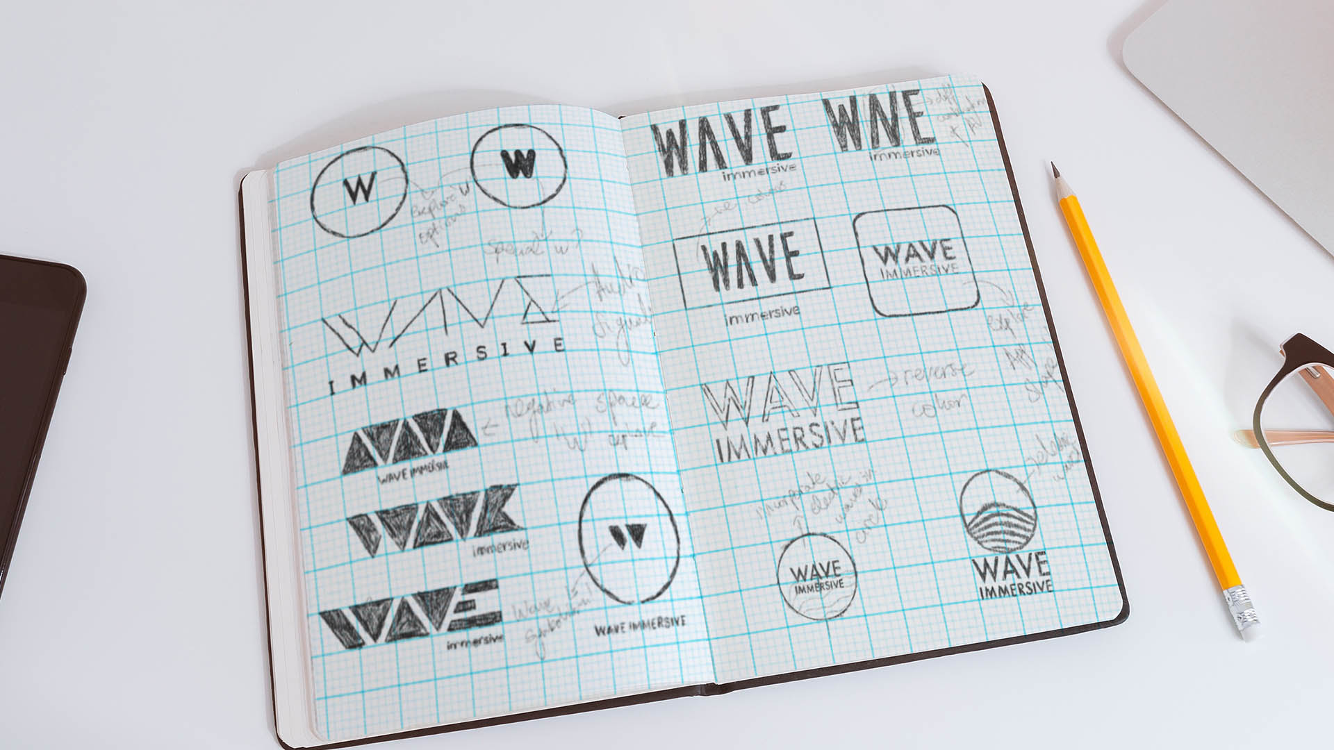 Wave Immersive Logo Sketches | JD Salvadore | Graphic Design | London